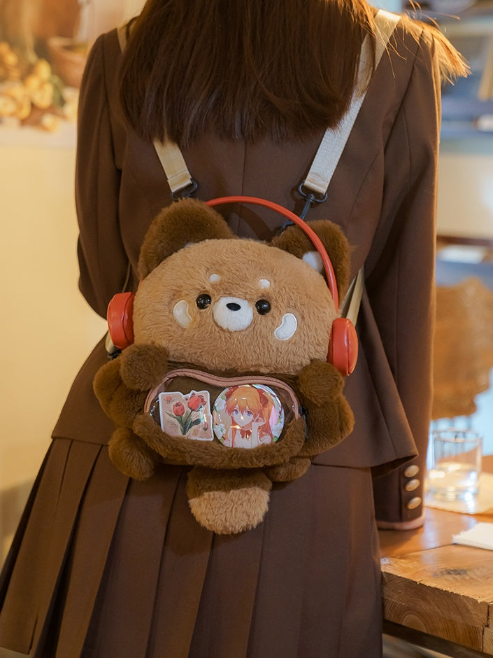 Brauner süßer roter Panda-förmiger Plüschrucksack mittlere/große Größe