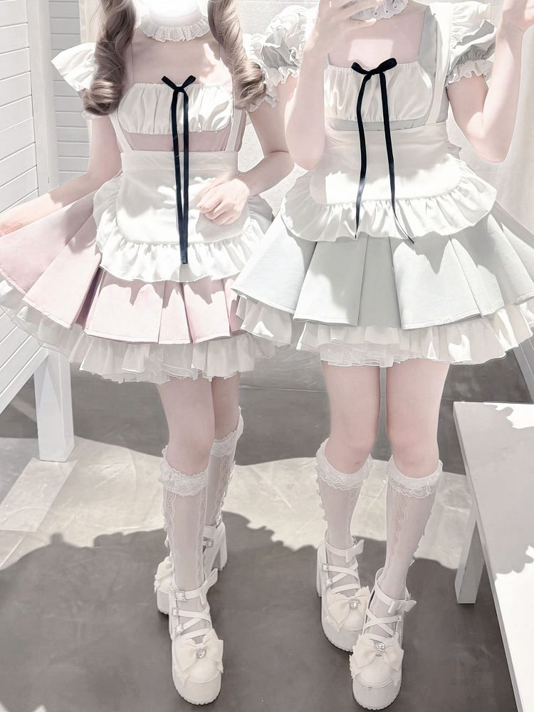 Pleats Set: Dress Style Dusty Pink Maid Kei Jirai Box