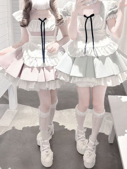 Pleats Set: Dress Style Dusty Pink Maid Kei Jirai Box