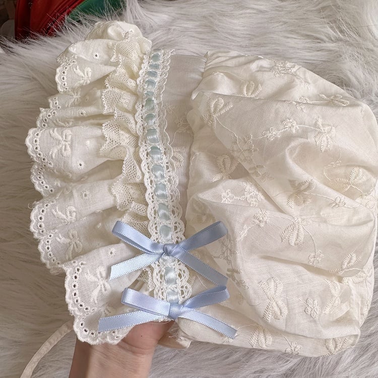 Bow Lace Trim Lolita Bonnet in 4 Colors by Chestnut Handmade