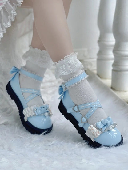 Light Lolita Bow with Accents Mary Sweet Trim Blue Janes - Ruffle