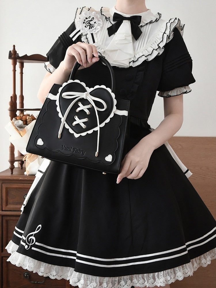 Black Lace-up Heart Lolita Bag - Yuni Fairy
