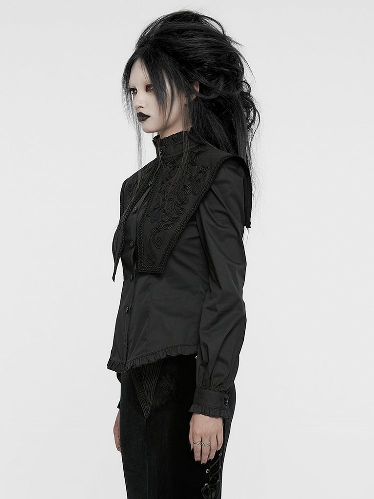Wide Shirt Shoulder Retro Goth Black