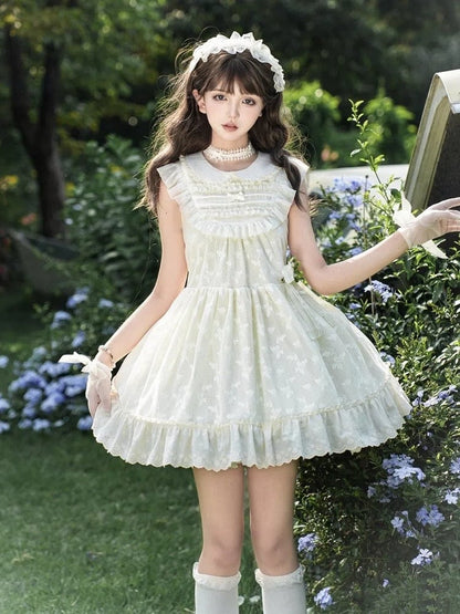 Lolita Peter Butterfly-Kleid mit geflickter Spitze und cremefarbenem Kragen
