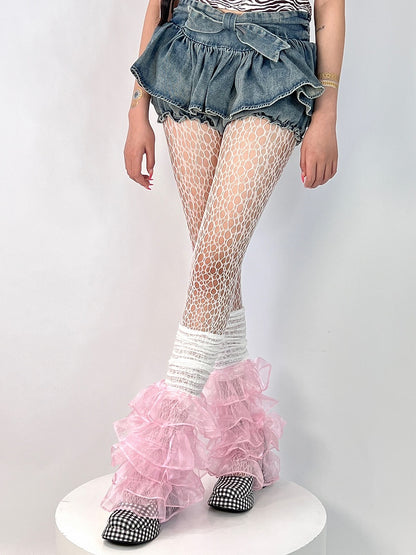 Ruffle Colors Warmers Lace Leg 6 Y2K Multi-Layer Design