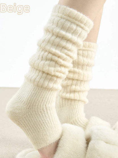 Knit Toe-Open Warmers Fuzzy 4-Color Leg