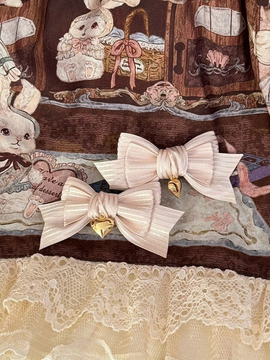 Herz Beige Haarspange Schleife Charm