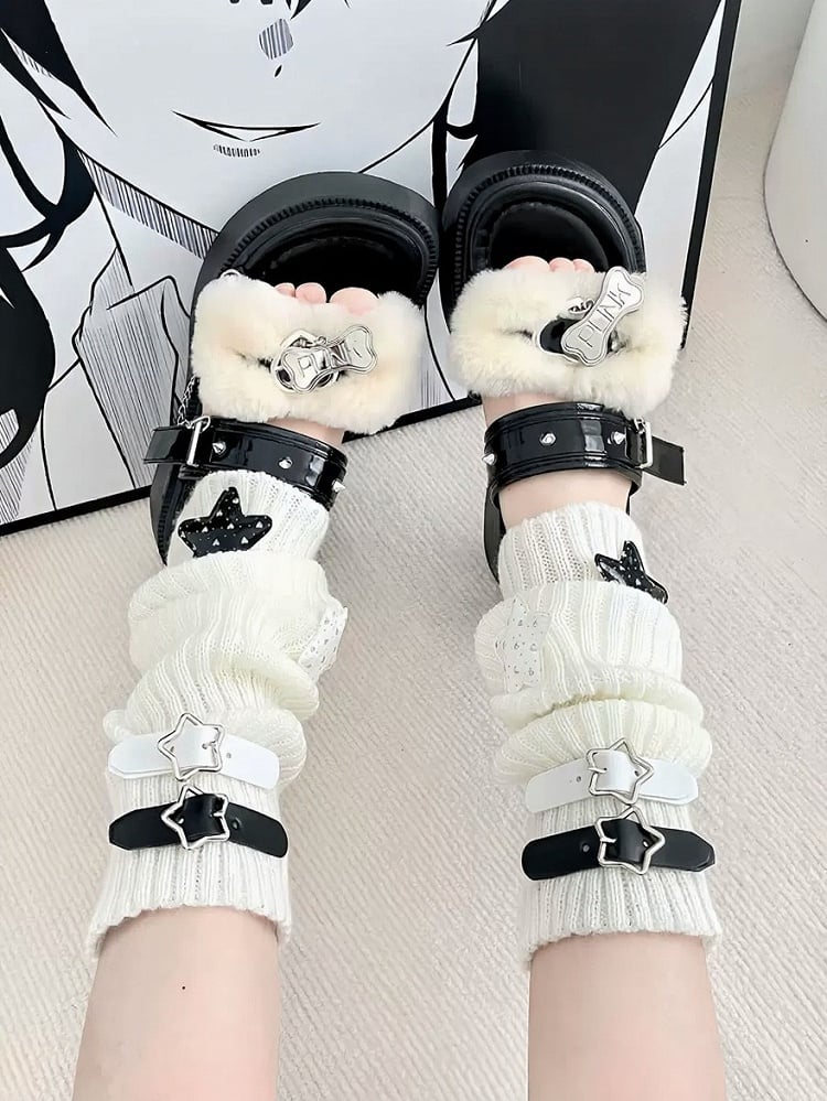White Buckle - Warmers Star Slouch Leg