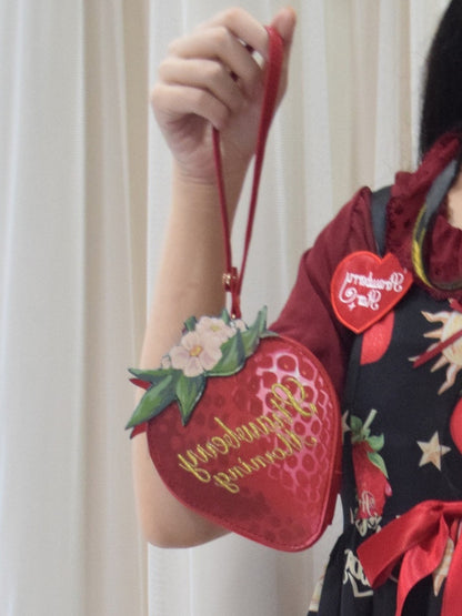 Strawberry Themed Lolita Wallet with Gold Embroidery - Morning Glory