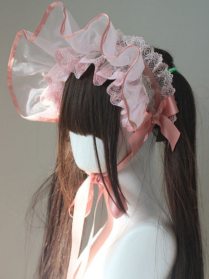 ブラックオーガンザレーストリムボンネット