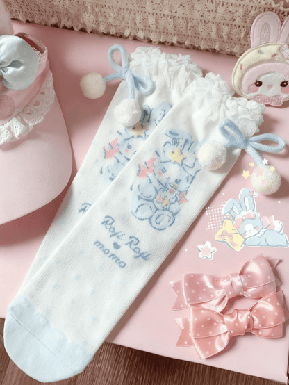 Lolita Pom-Pom Options Color Bow 4 Pattern Bunny With Sweet Socks