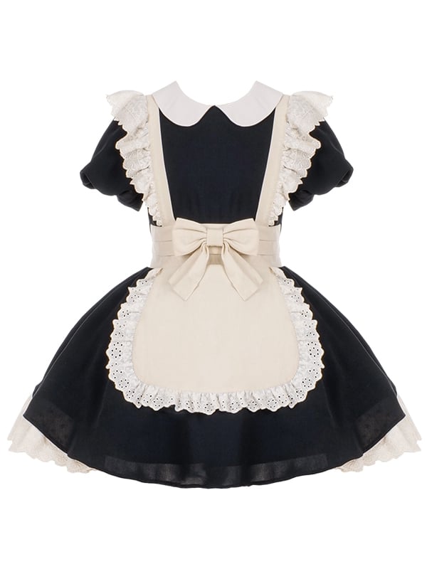 Lolita Long Beige Version and Maid Black Apron / Dress Short
