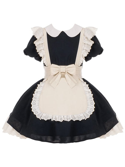 Lolita Long Beige Version and Maid Black Apron / Dress Short