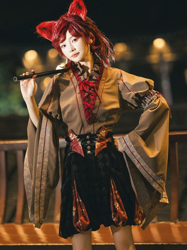 Black & Red High-Waist Checked Bloomer - Neoludwig