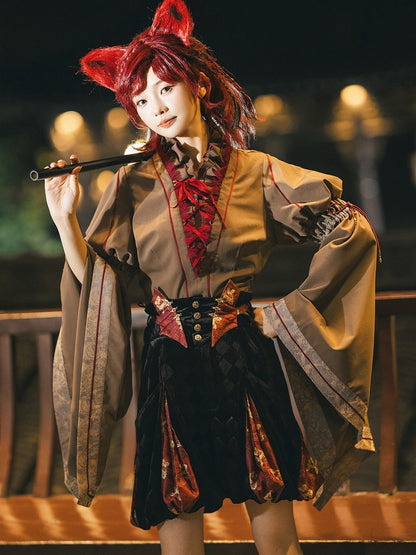 Black & Red High-Waist Checked Bloomer - Neoludwig