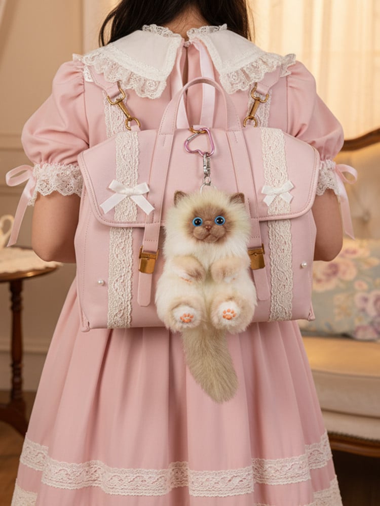 6 Cat Options Cute Plush Realistic Keychain