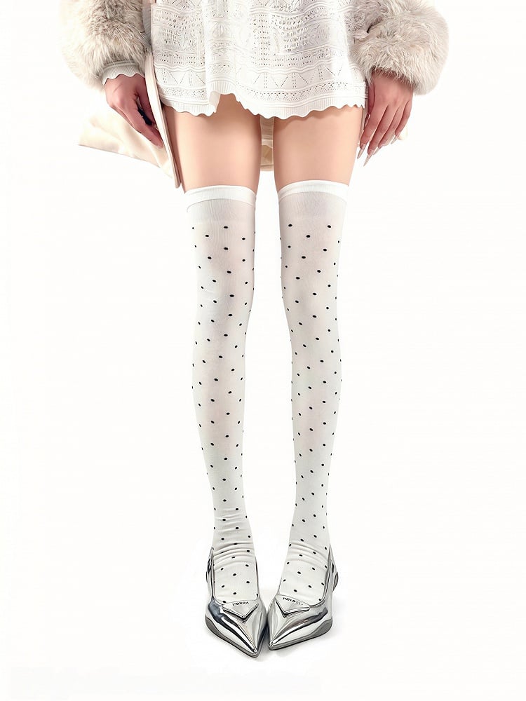 Polka-dot Slimming Retro Stockings Pattern 3 Colors Compression