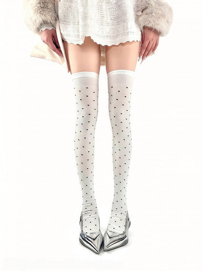 Polka-dot Slimming Retro Stockings Pattern 3 Colors Compression