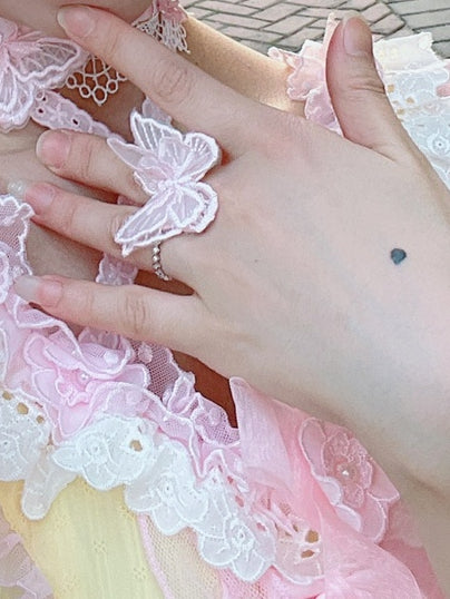 White Sweet Ring Butterfly Lolita