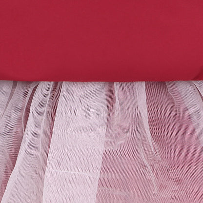 Christmas Red Princess Basque Waist Jumper Skirt with Festive White Plush Trim