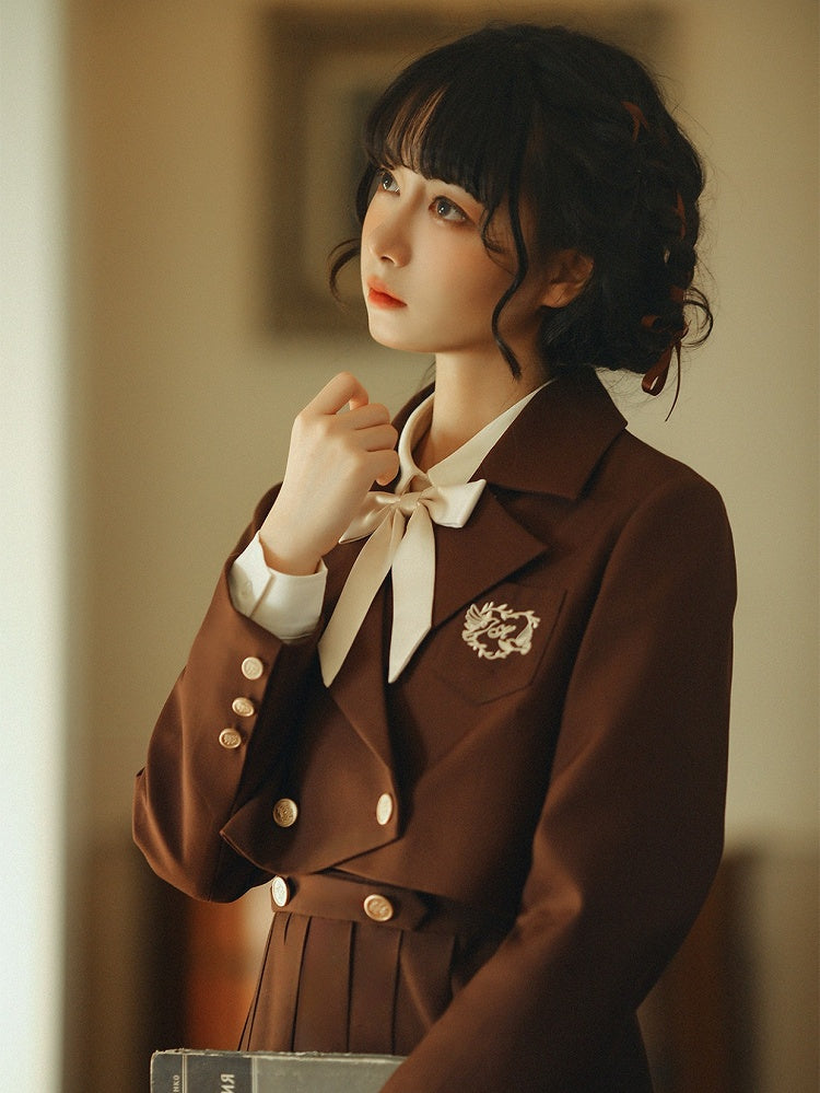 Stickerei JK Uniform Braun mit Blazer Elegante Taube