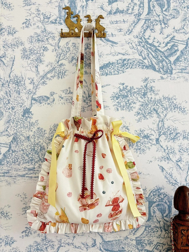 グリーンクリームバッグプリント / ハンドデザート