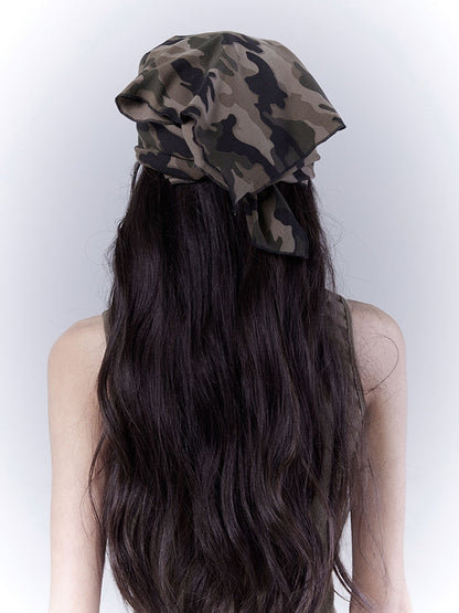 パンク風ダメージスタッズ三角迷彩柄ウェイストランドスカーフ