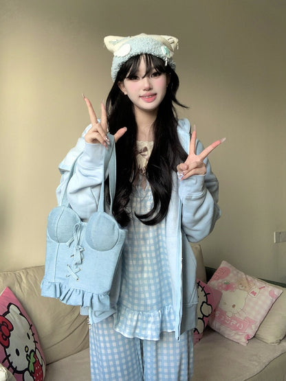 Denim Light Corset-shaped Crossbody Bag Blue