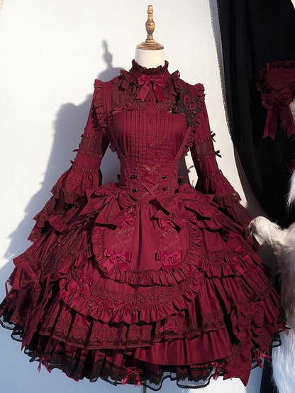 Neckline Ruffle Red Blouse Wine Layered Sleeves Bell