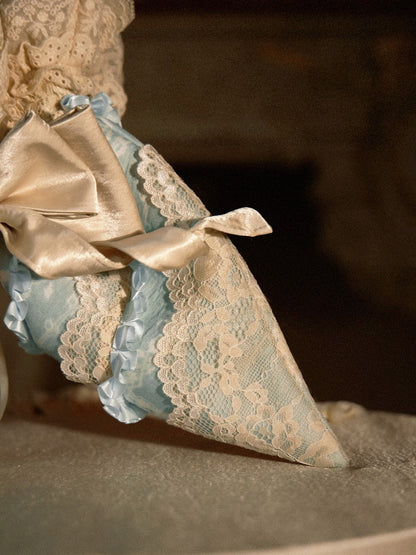 Blue Printed Piping Bag Handbag with Lace - Blood Supply