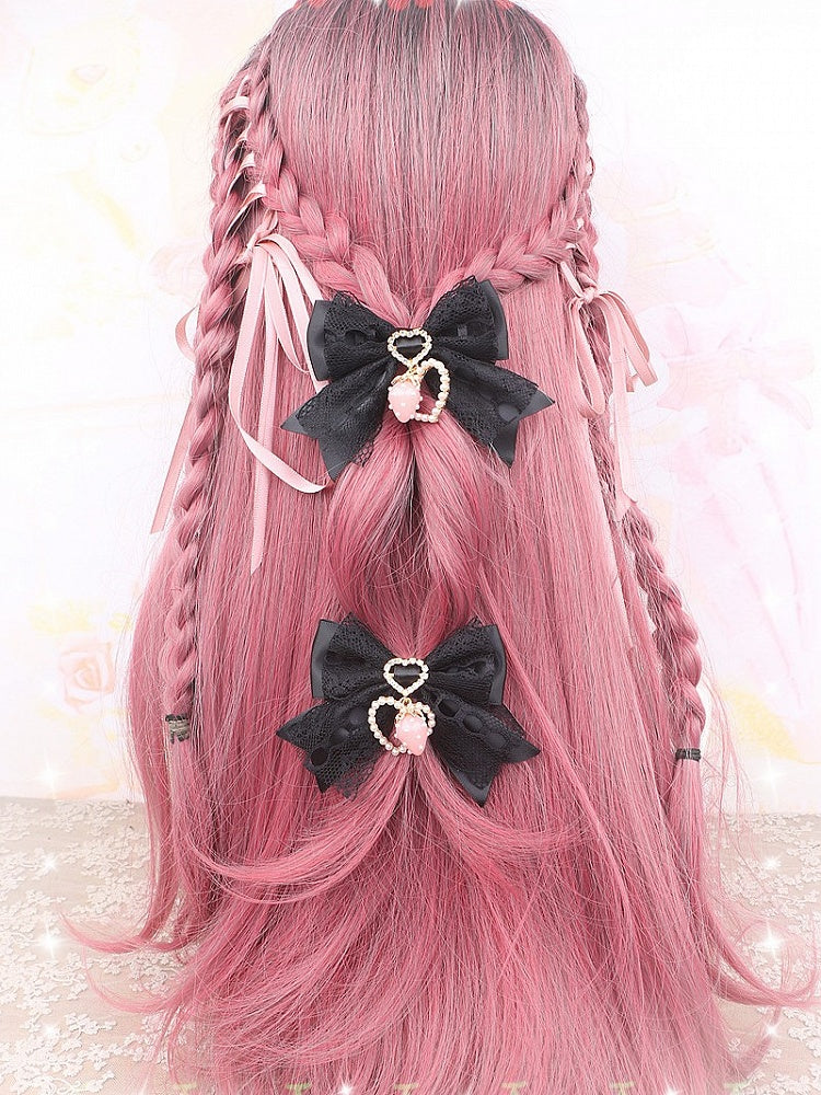 Strawberry Charm Hairclip Options Heart Bowknot Kei Color 5 Jirai