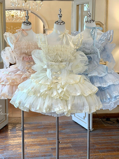 Beige Ruffled Hime Lolita Jumper Dress - Diamond Honey