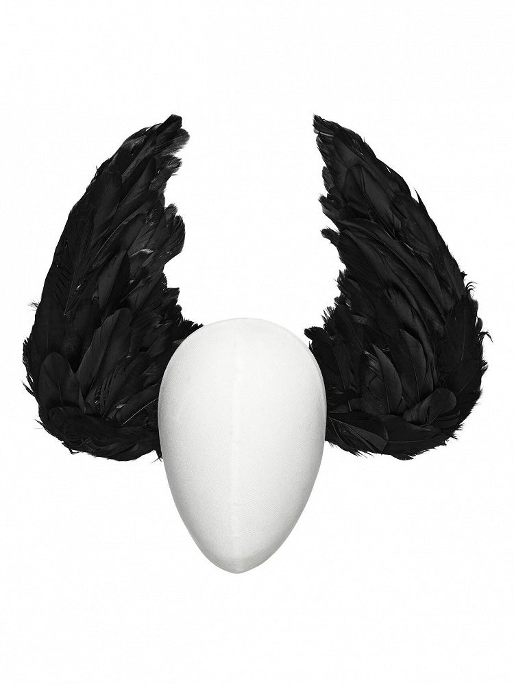 Dark Gothic Wing Hair Accessory with Detachable Lace Headband - Punk Rave