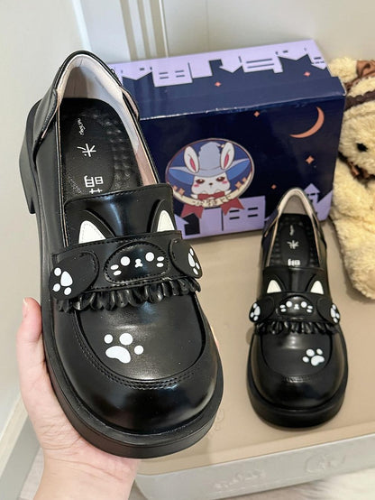 PU with Style Shoes Mid-heel Slip-On Black Preppy