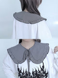 Self-tie Plaid Jirai Trim Ruffles Detachable BlackWhite Collar Strap Kei