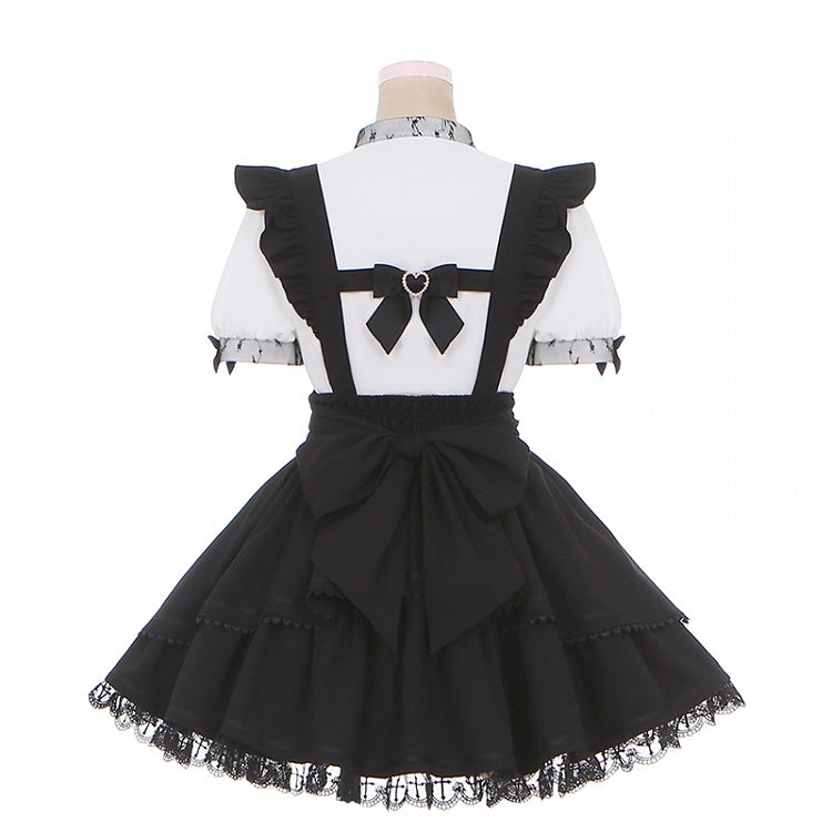 ブラック ジライケイ ホワイト カットアウト レーストリム 蝶結び フリルディテール ブラウス