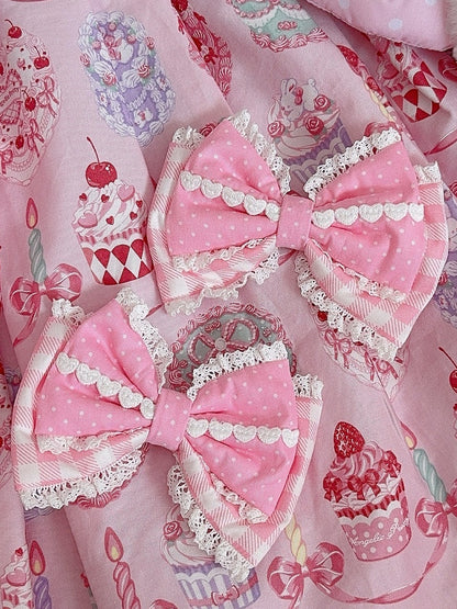 Plaid Polka-dot Lace Pattern Bowknot 5 Trim Color Hairclip Options And