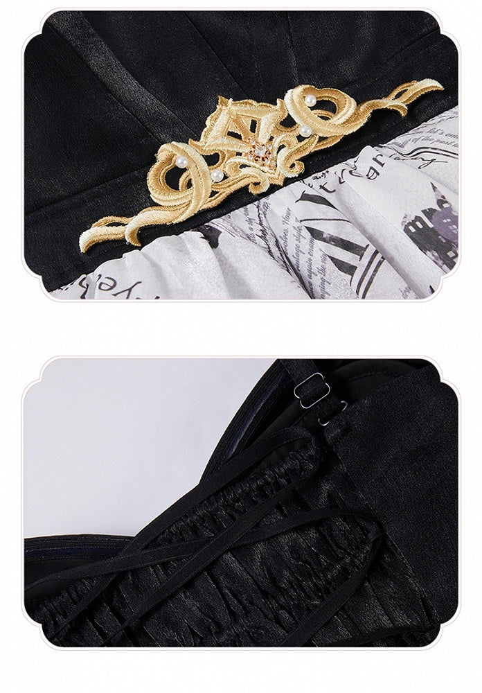 Newspaper Layered Handkerchief Skirt Elegant Dress Lolita Jumper Skirt