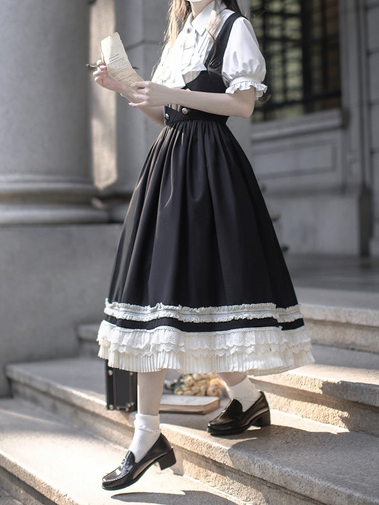 Puff Sleeves Blouse with Pleating Details White