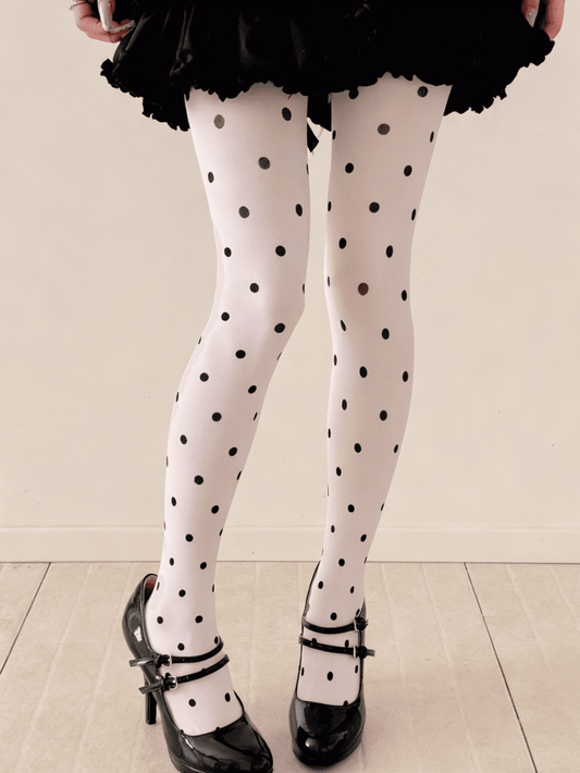 White Pattern Tights Polka-Dot Little Black With