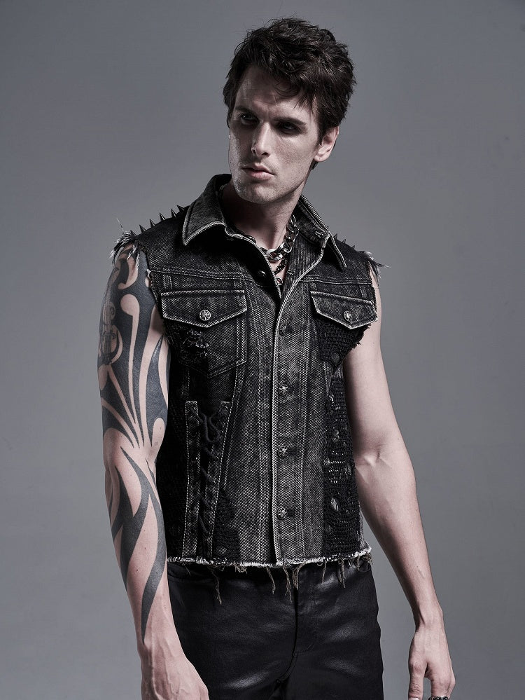 Black Men's Punk Decadent Vest