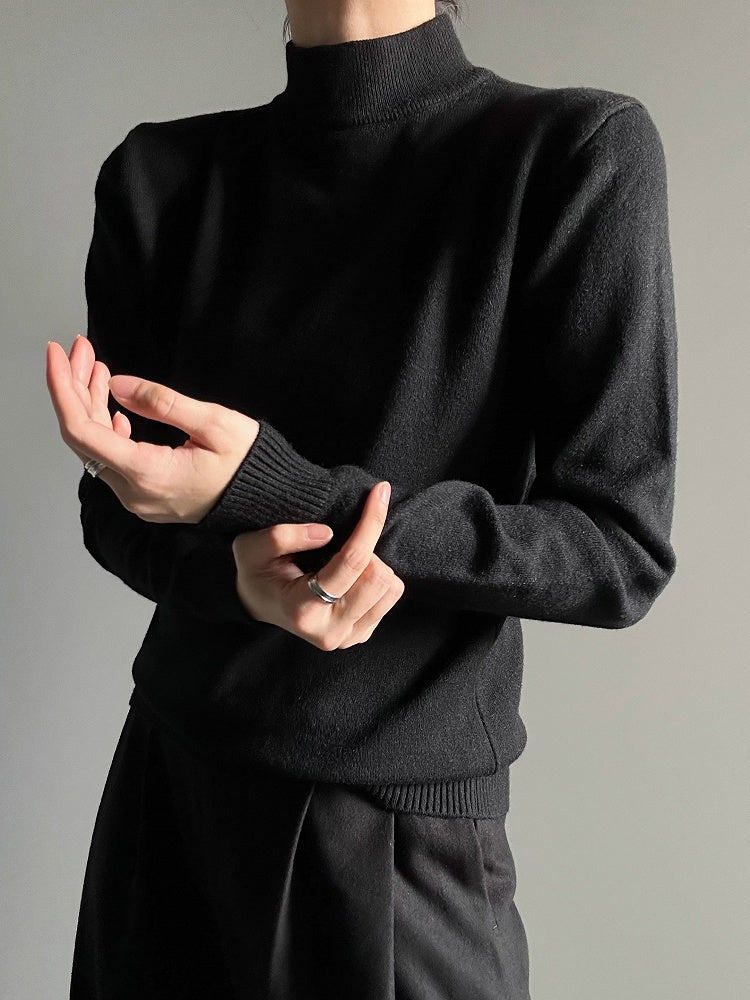 Fit Ouji Black Slim Sweater Long-Sleeve Lolita Turtleneck Unisex