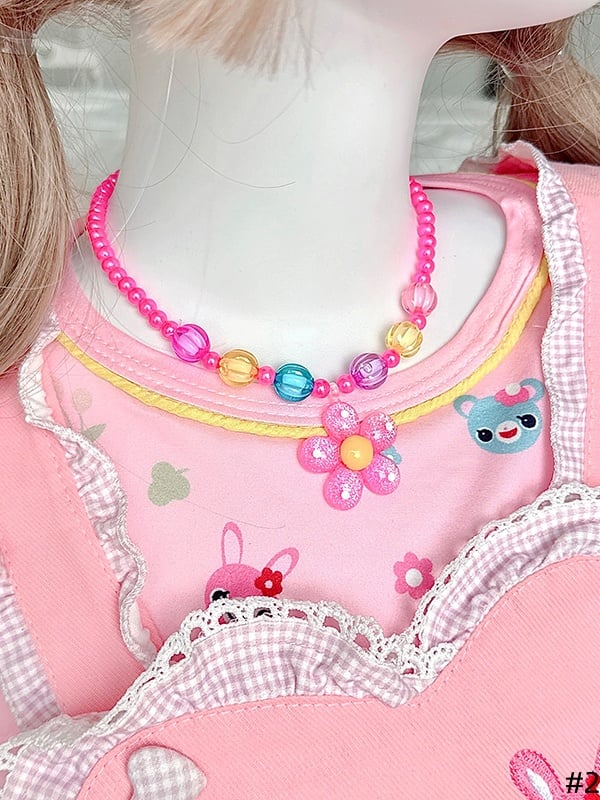 4 jolis colliers à perles avec pendentif coloré