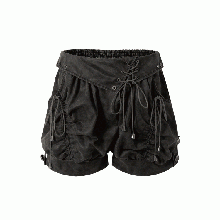 ダークフォールドオーバーウエスト フェードウォッシュ ヴィンテージ レースアップ グレー