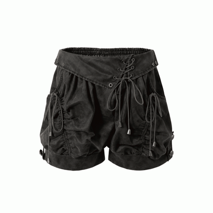 ダークフォールドオーバーウエスト フェードウォッシュ ヴィンテージ レースアップ グレー