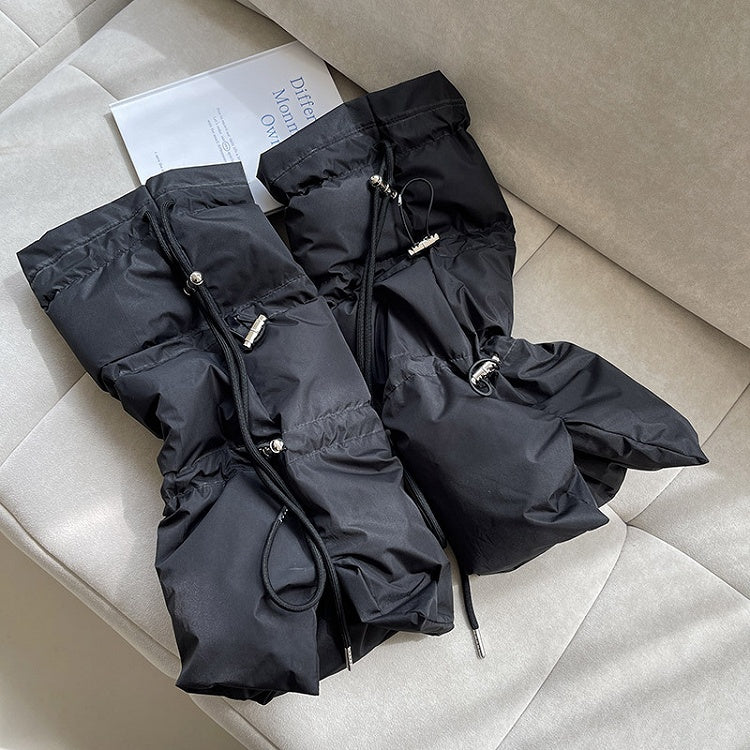 Leg with Puffer Straps Punk Drawstring Warmers White/Gray/Black