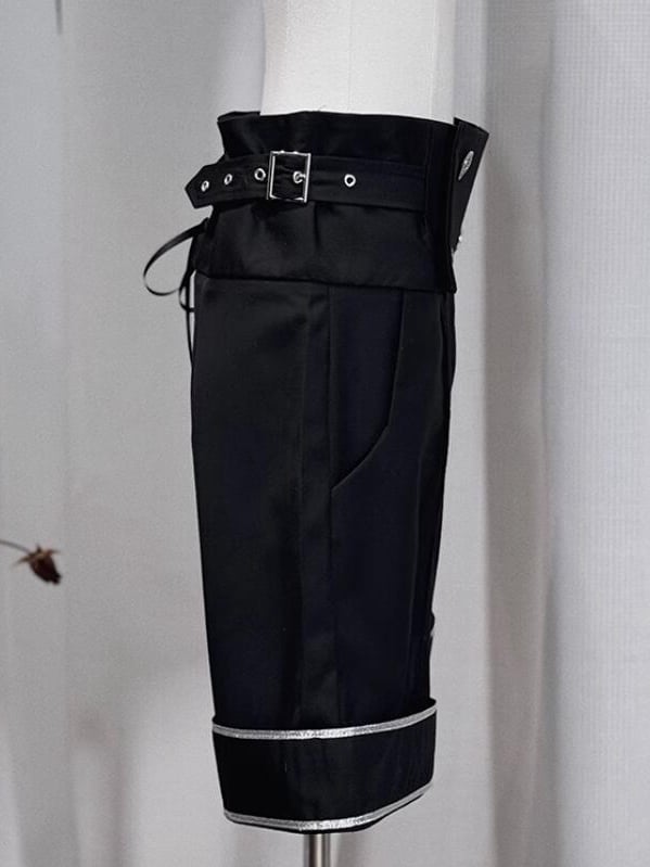 Shorts Straight-leg Black Ouji Waist Lolita High