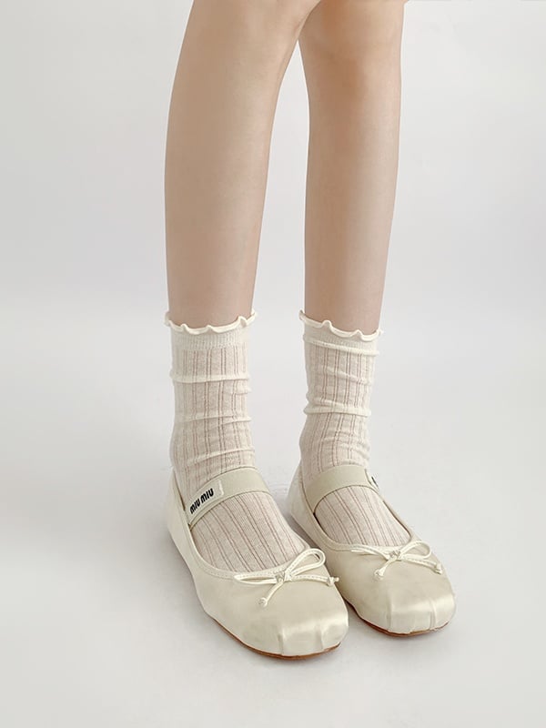 Trim 4 Colors Ruffled Cotton Socks Cute