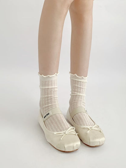 Trim 4 Colors Ruffled Cotton Socks Cute