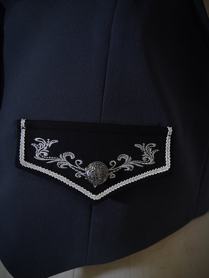 Vibes Weste Zarte schwarze Ouji-Stickerei Lolita Pirat